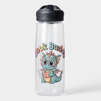 Cute Book Buddy Reading Dragon Water Bottle