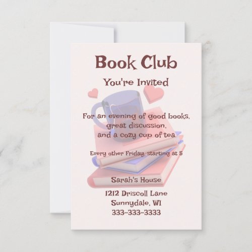 Cute Book Club Invitation