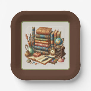 Cute book club party paper plates