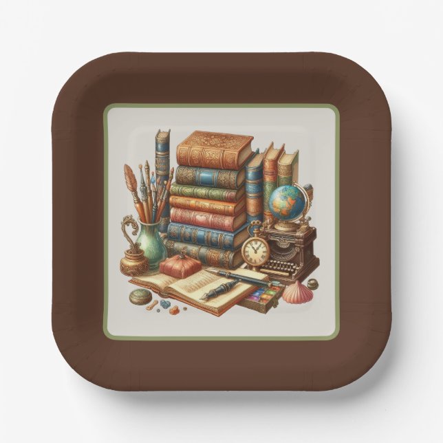 Cute book club party paper plates (Front)