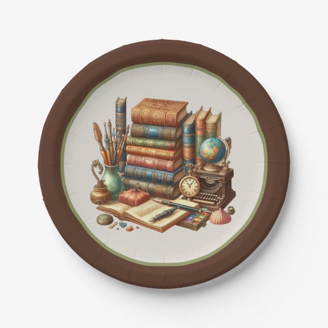 Cute book club party paper plates (Front)