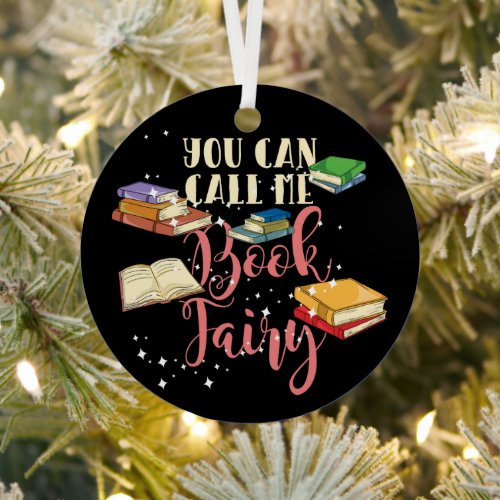 Cute Book Fairy Librarian Holiday Metal Ornament