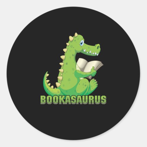 Cute Book Lover Bookworm Bookish Dinosaur Bookasau Classic Round Sticker