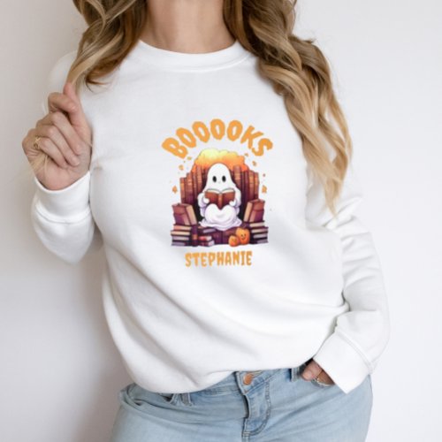 Cute Book Lover Halloween Ghost Teacher Librarian Sweatshirt