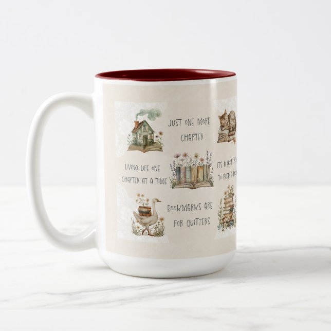 Cute Book Lover Quote Wrap Two-Tone Coffee Mug (Left)