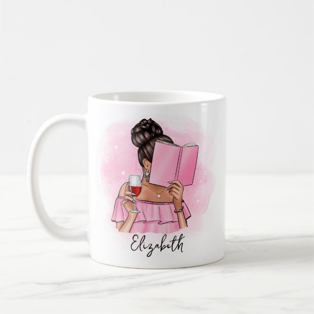 Cute Book Lover Reader's Personalized Coffee Mug (Left)