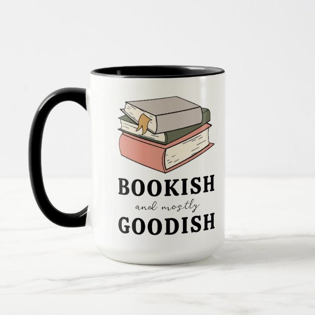 Cute Book Lovers Bookish and mostly Goodish Mug (Left)