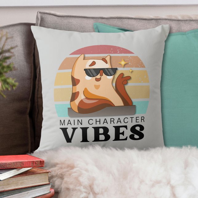 Cute Book Lover's Main Character Vibes Throw Pillow (Creator Uploaded)
