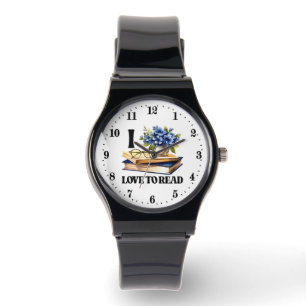 Cute book lovers word art  watch