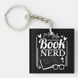 Cute Book Nerd Bookaholic Monogram Keychain