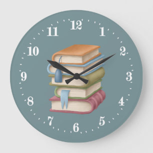 cute book nook decor Large Clock