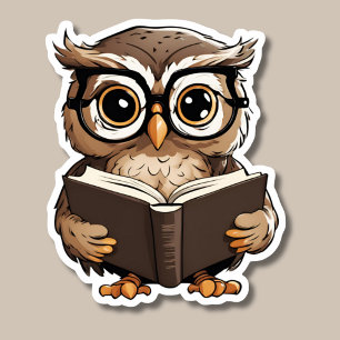 Cute Book Owl Waterproof  Sticker