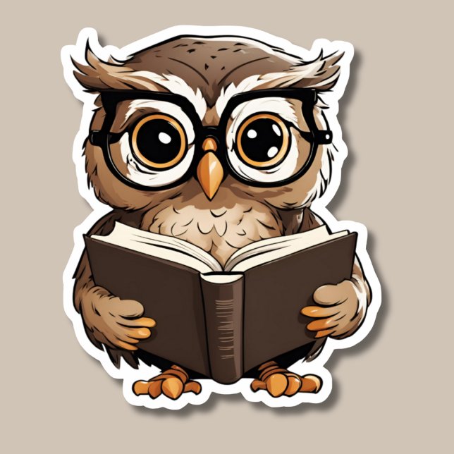 Cute Book Owl Waterproof  Sticker (Creator Uploaded)