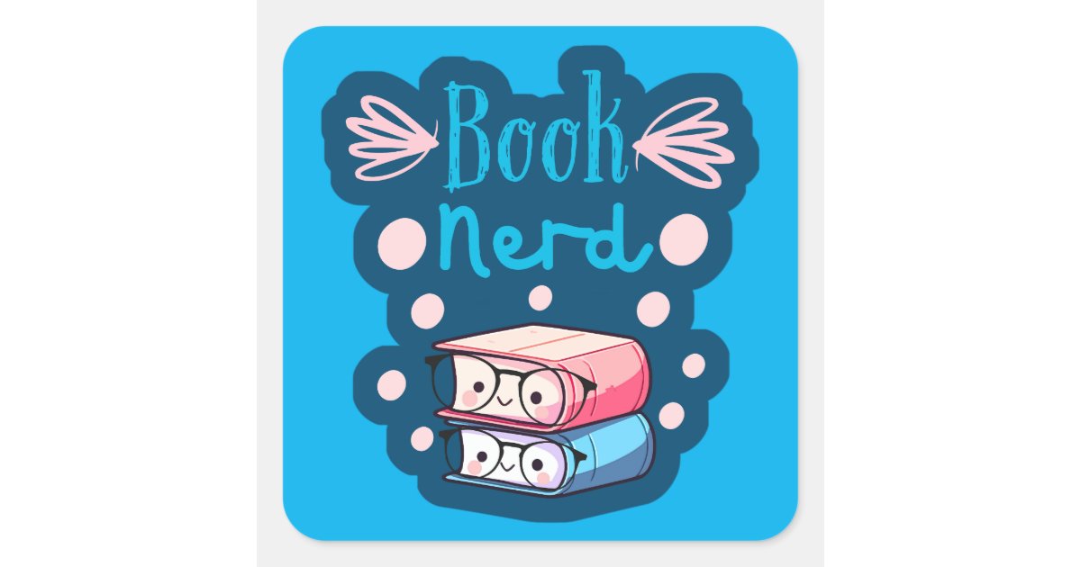 Cute Book Stack Kawaii Style Square Sticker | Zazzle