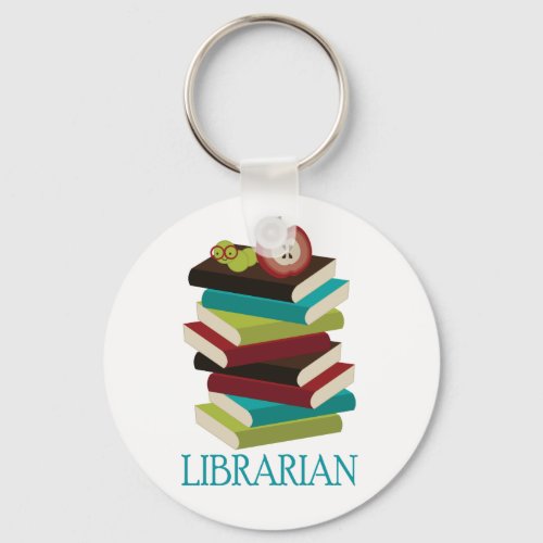 Cute Book Stack Librarian Gift Keychain