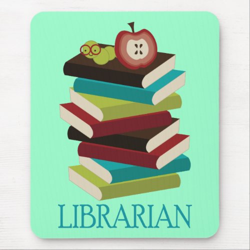 Cute Book Stack Librarian Gift Mouse Pad