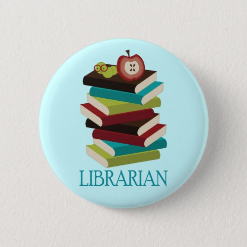 Cute Book Stack Librarian Gift Pinback Button