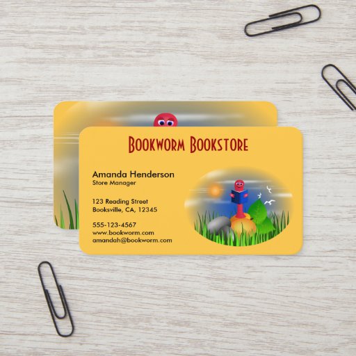 Customizable Cute Book Store Bookworm Business Cards