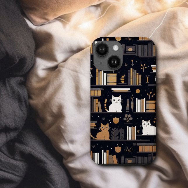 Cute Bookish Cats Books Brown Case-Mate iPhone Case (Cute Bookish Cats Books Brown Case-Mate iPhone Case)