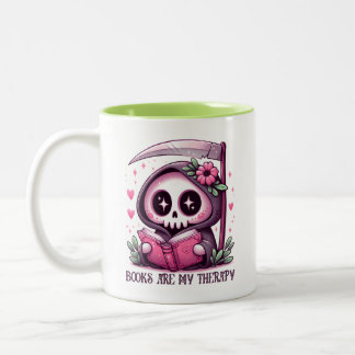 Cute Bookish Reaper Coffee Mug Two tone Mug