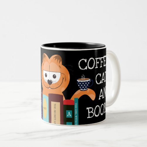 Cute Books Cats  Coffee Lover  Two_Tone Coffee Mug