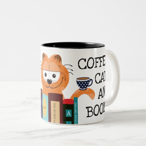 Cute Books Cats  Coffee Lover  Two_Tone Coffee Mug