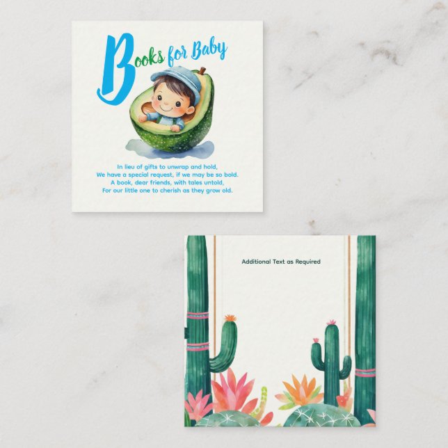 Cute Books for Baby Boy Shower Fiesta Avocado Enclosure Card (Front/Back)
