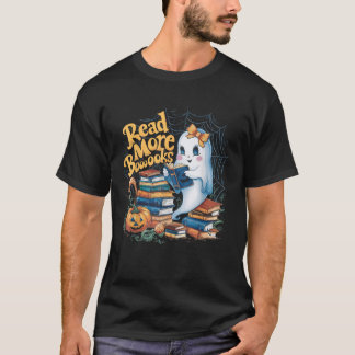 Cute Books Ghost Read More Booooks Funny Teacher H T-Shirt