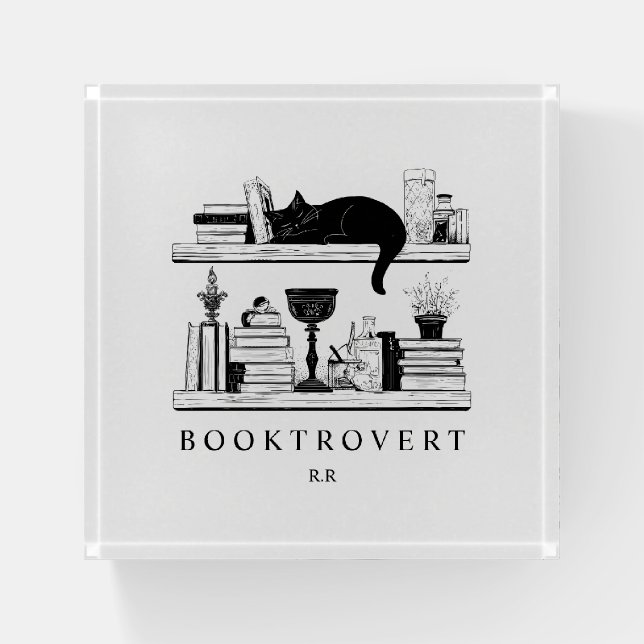 Cute Booktrovert Monogrammed Book Lover's Paperwei Paperweight (Front)
