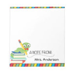 Cute Bookworm A Note From Teacher Notepad at Zazzle