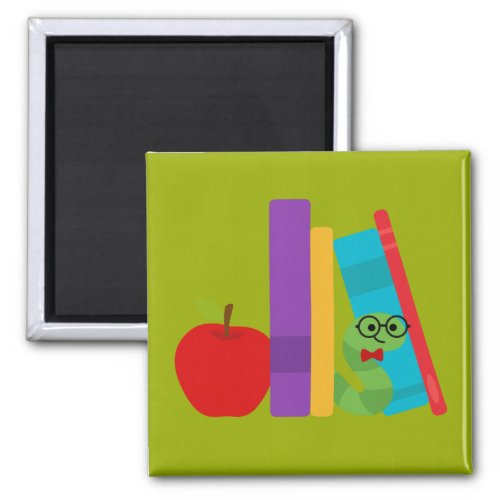 Cute bookworm childrens design magnet