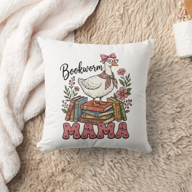 Cute bookworm Mama word art  Throw Pillow (Blanket)