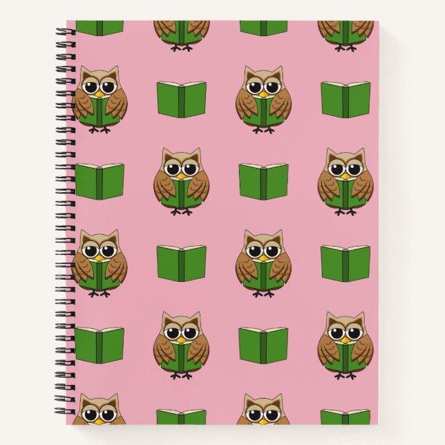 Cute Bookworm Owl Reading Book Cartoon (Front)