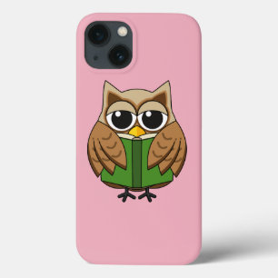 Cute Bookworm Owl Reading Book Cartoon iPhone 13 Case