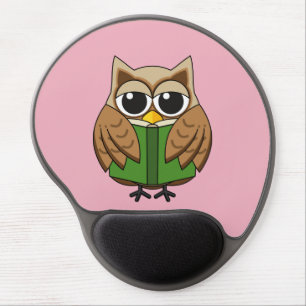 Cute Bookworm Owl Reading Book Cartoon Gel Mouse Pad