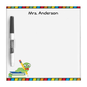 Cute Bookworm School Books Teacher Classroom Dry Erase Board