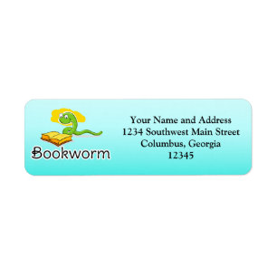 Cute Bookworm w/Glasses Label