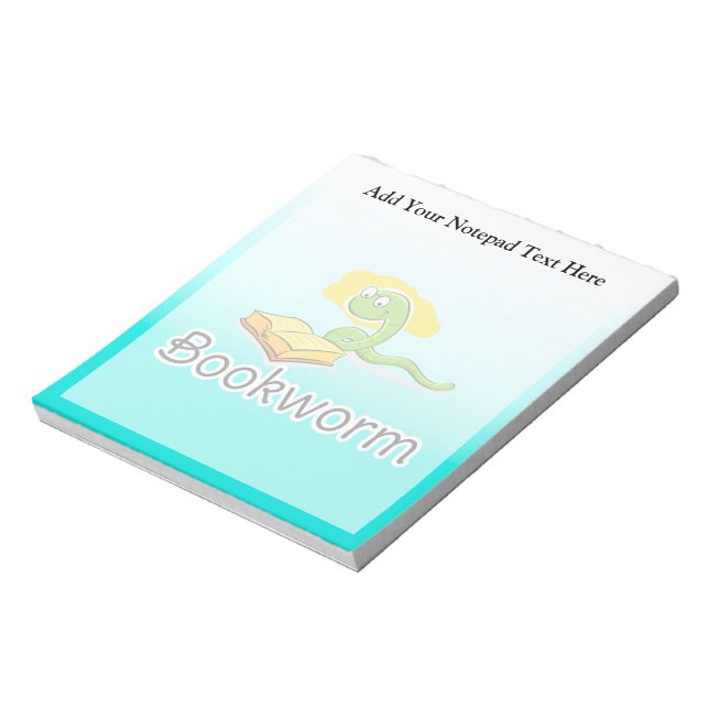 Cute Bookworm w/Glasses Notepad (Rotated)