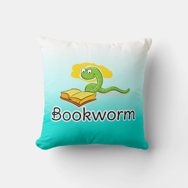 Cute Bookworm w/Glasses Throw Pillow (Front)