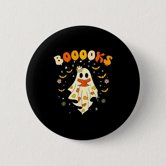 Cute boooks ghost read more books funny teacher button (Front)