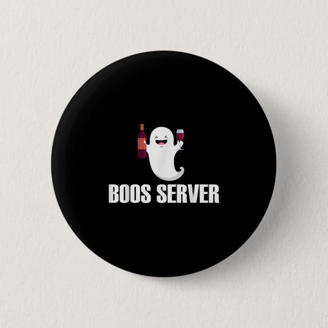 Cute Boos Server Bartender Waitress Halloween Button (Front)