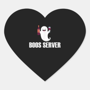 Cute Boos Server Bartender Waitress Halloween Heart Sticker