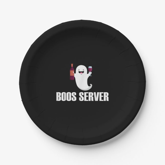 Cute Boos Server Bartender Waitress Halloween Paper Plates (Front)
