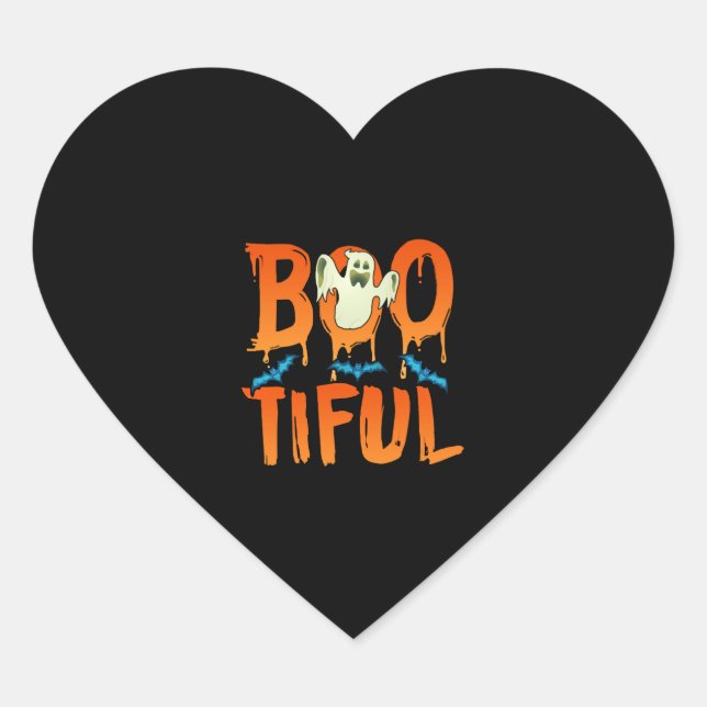 Cute Bootiful Ghost Bootiful Funny Beautiful Pun Heart Sticker (Front)