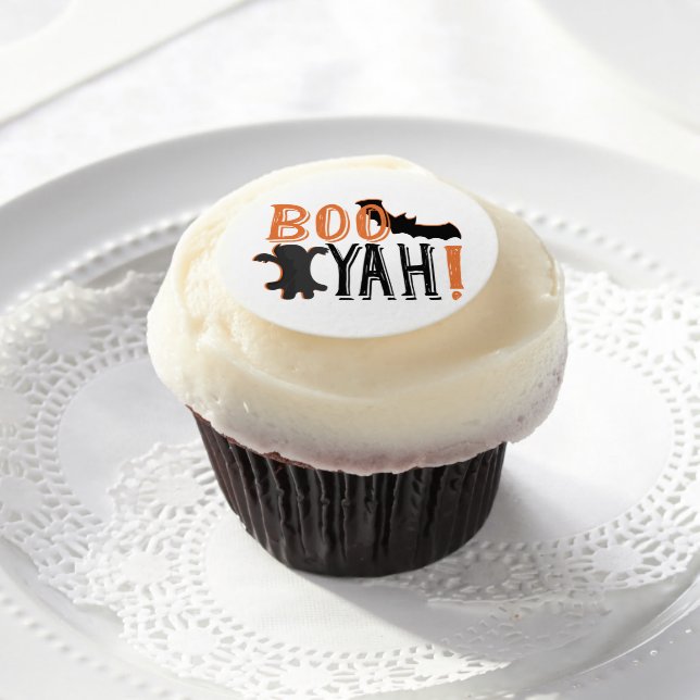 cute booyah halloween edible frosting rounds (Cupcake)