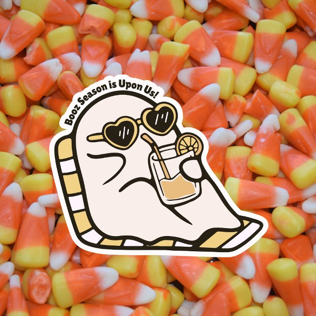 Cute Booz Season is Upon Us Ghost Halloween Sticker (Creator Uploaded)