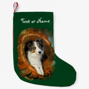 Cute Border Collie Blue Merle Dog - Personalized Small Christmas Stocking