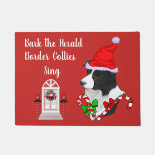 Cute Border Collie Christmas Doormat