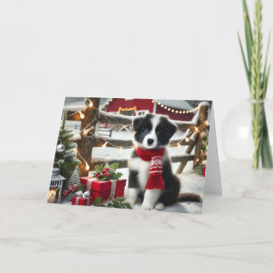 Cute Border Collie Christmas Holiday Card