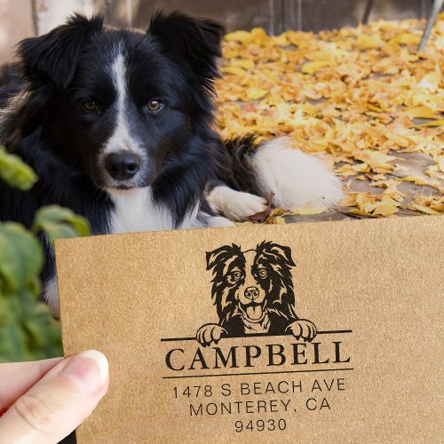 Cute Border Collie Custom Dog Address Stamp 